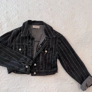PacSun Cropped Pinstripe Denim Jacket